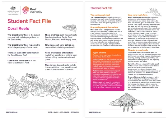 coral reef fact file