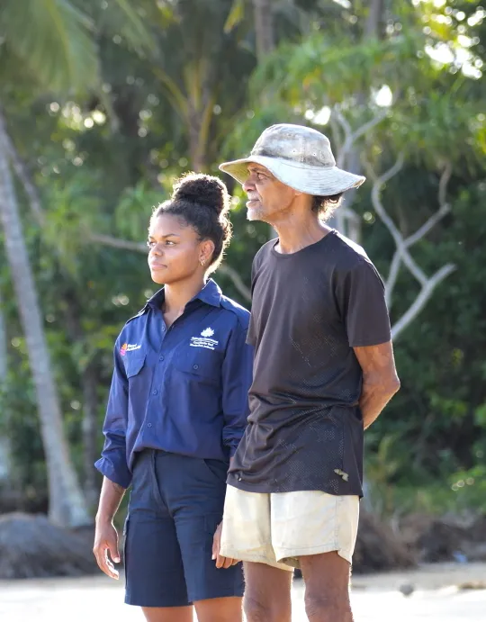 Reef Authority staff and Traditional Owner